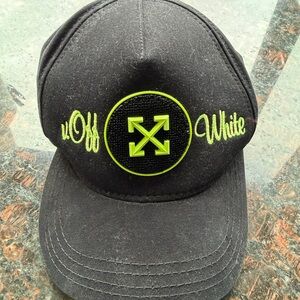 Off-White Black Cap with Neon Green Glow logo